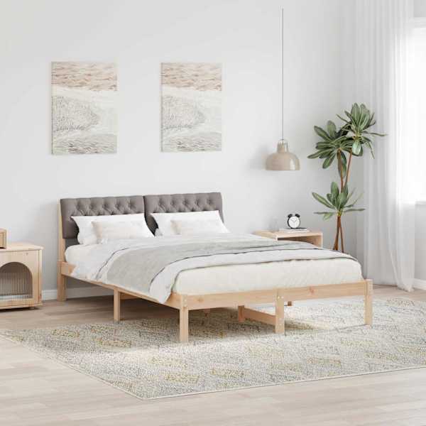 Voodiraam peatsiga, pruun ja pruunikashall, 160 × 200 cm, männipuit — mudel 878597