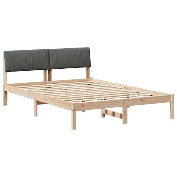 Voodiraam peatsiga, pruun ja tumehall, 135 × 190 cm, männipuit — mudel 878690