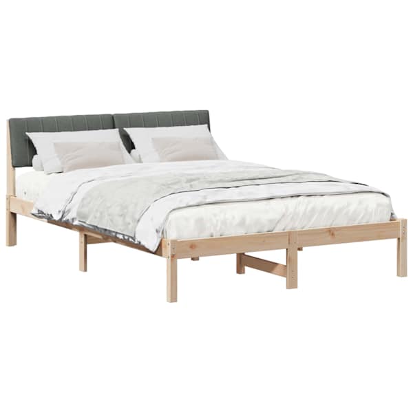 Voodiraam peatsiga, pruun ja tumehall, 135 × 190 cm, männipuit — mudel 878690