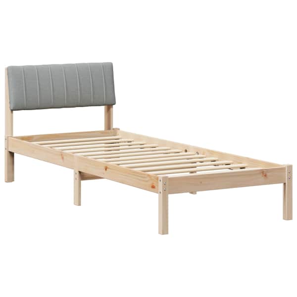 Voodiraam peatsiga, pruun ja helehall, 75 × 190 cm, männipuit — mudel 878719
