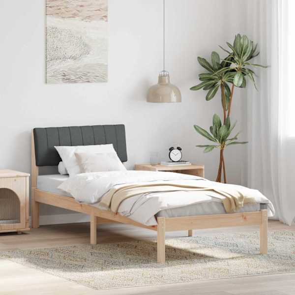 Voodiraam peatsiga, pruun ja tumehall, 75 × 190 cm, männipuit — mudel 878720