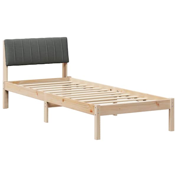 Voodiraam peatsiga, pruun ja tumehall, 75 × 190 cm, männipuit — mudel 878720