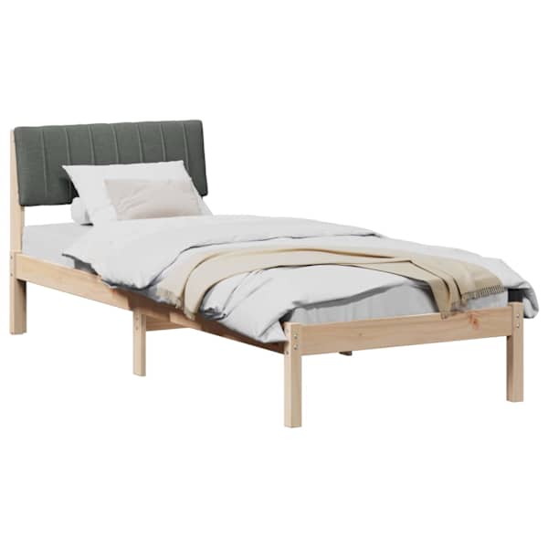 Voodiraam peatsiga, pruun ja tumehall, 75 × 190 cm, männipuit — mudel 878720