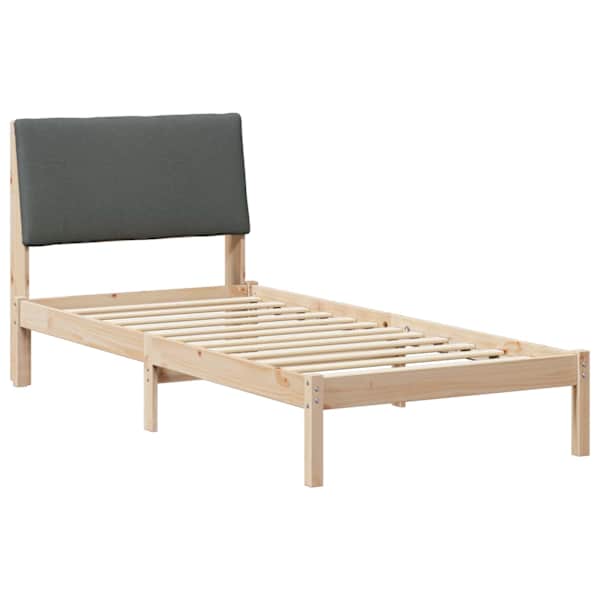 Voodiraam peatsiga, pruun ja tumehall, 100 × 200 cm, männipuit — mudel 878770