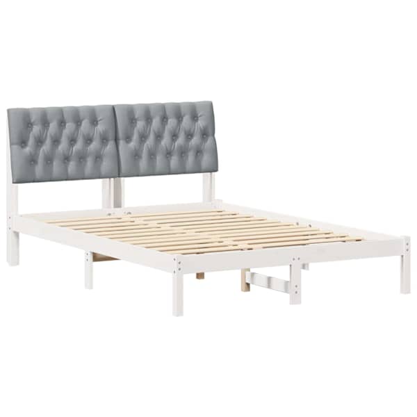 Voodiraam peatsiga, valge, 135 × 190 cm, männipuit