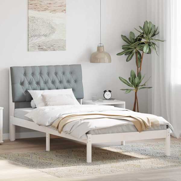 Voodiraam peatsiga, valge, 100 × 200 cm, männipuit — mudel 878843