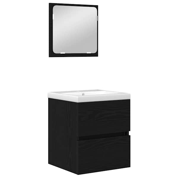 Vannitoa mööbleset 2 tk Must tamm ja valge 42 × 39 × 45 cm