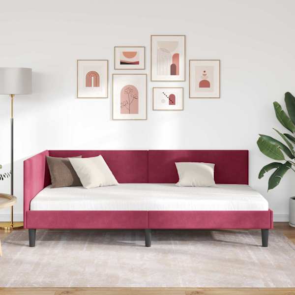 Nurgavoodiraam, veinpunane, 90 × 190 cm, samet — mudel 42016220