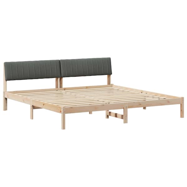 Voodiraam peatsiga, pruun ja tumehall, 200 × 200 cm, männipuit — mudel 3394349