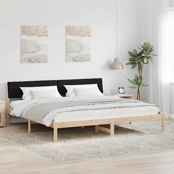 Voodiraam peatsiga, pruun ja must, 200 × 200 cm, männipuit — mudel 3394350