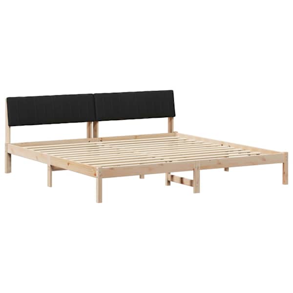 Voodiraam peatsiga, pruun ja must, 200 × 200 cm, männipuit — mudel 3394350