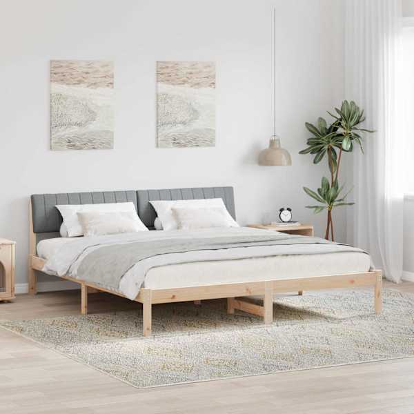 Voodiraam peatsiga, pruun ja helehall, 180 × 200 cm, männipuit — mudel 3394353
