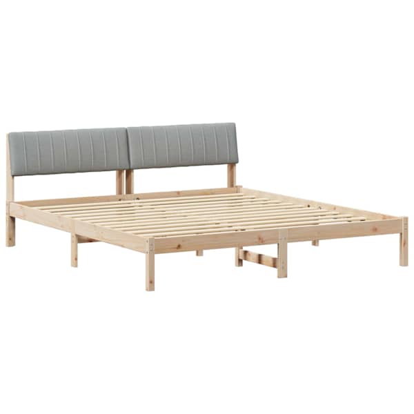 Voodiraam peatsiga, pruun ja helehall, 180 × 200 cm, männipuit — mudel 3394353