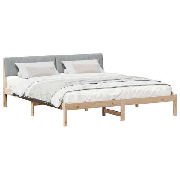 Voodiraam peatsiga, pruun ja helehall, 180 × 200 cm, männipuit — mudel 3394353