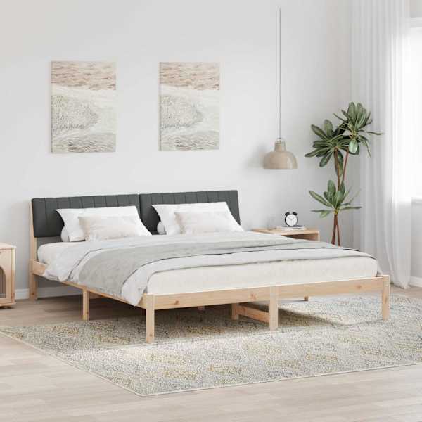Voodiraam peatsiga, pruun ja tumehall, 180 × 200 cm, männipuit — mudel 3394354