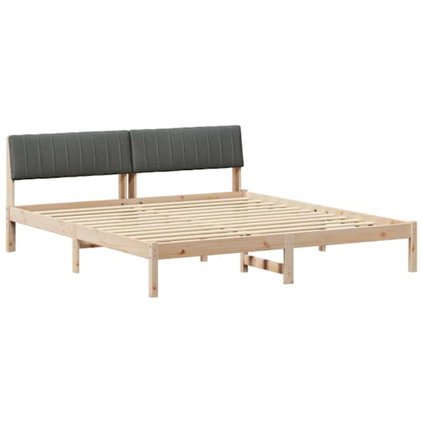Voodiraam peatsiga, pruun ja tumehall, 180 × 200 cm, männipuit — mudel 3394354