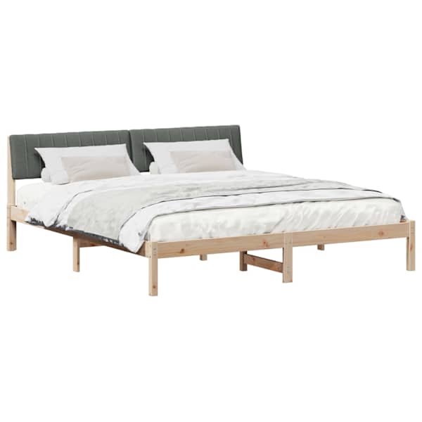 Voodiraam peatsiga, pruun ja tumehall, 180 × 200 cm, männipuit — mudel 3394354