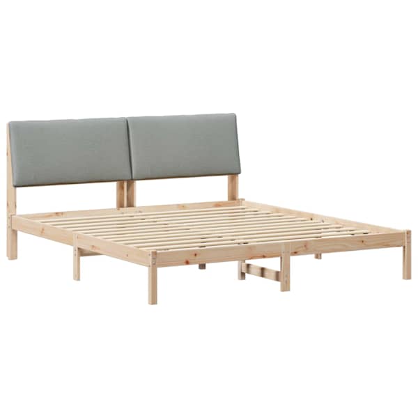 Voodiraam peatsiga, pruun ja helehall, 200 × 200 cm, männipuit — mudel 3394358