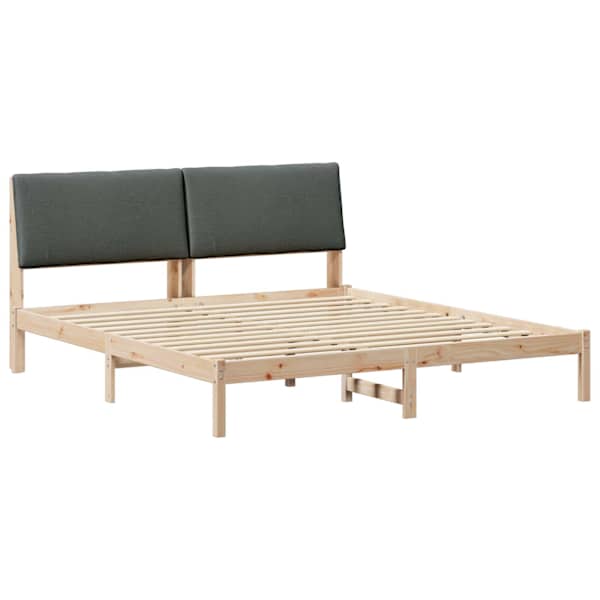 Voodiraam peatsiga, pruun ja tumehall, 200 × 200 cm, männipuit — mudel 3394359