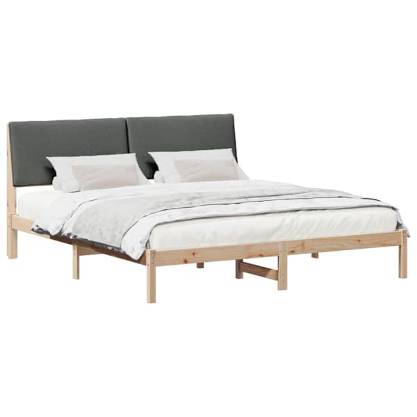 Voodiraam peatsiga, pruun ja tumehall, 180 × 200 cm, männipuit — mudel 3394364
