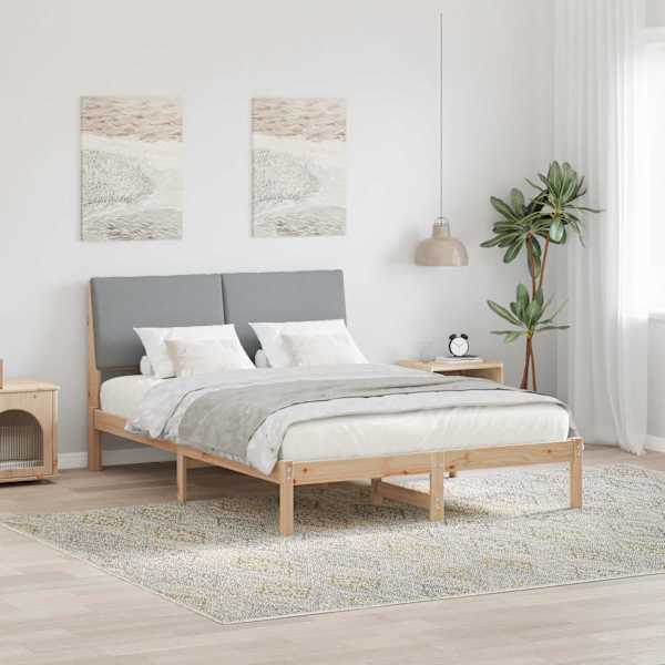 Voodiraam peatsiga, pruun ja helehall, 160 × 200 cm, männipuit — mudel 3394368
