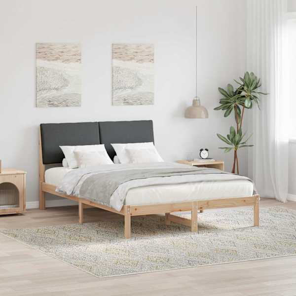 Voodiraam peatsiga, pruun ja tumehall, 160 × 200 cm, männipuit — mudel 3394369