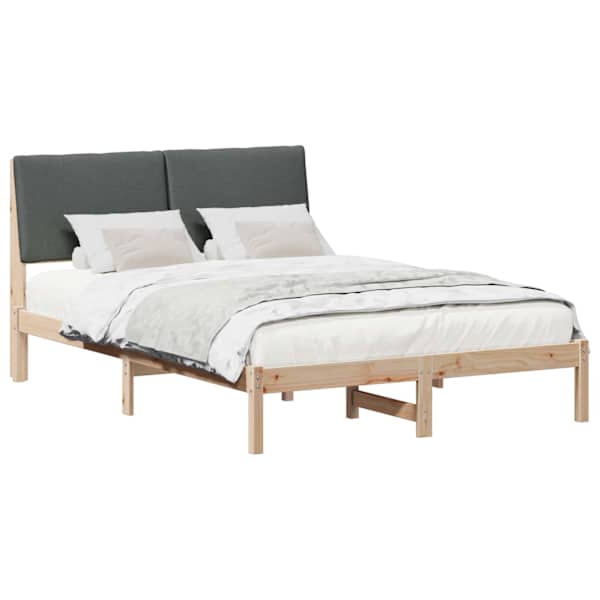 Voodiraam peatsiga, pruun ja tumehall, 150 × 200 cm, männipuit — mudel 3394374
