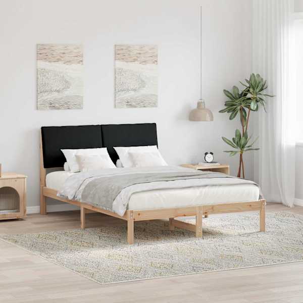 Voodiraam peatsiga, pruun ja must, 150 × 200 cm, männipuit — mudel 3394375