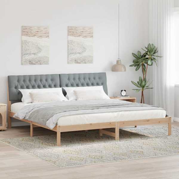 Voodiraam peatsiga, pruun, 200 × 200 cm, männipuit — mudel 3394378