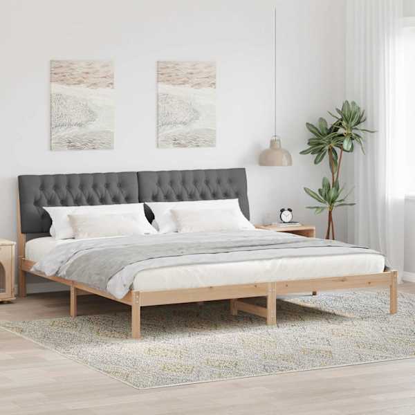Voodiraam peatsiga, pruun, 200 × 200 cm, männipuit — mudel 3394379