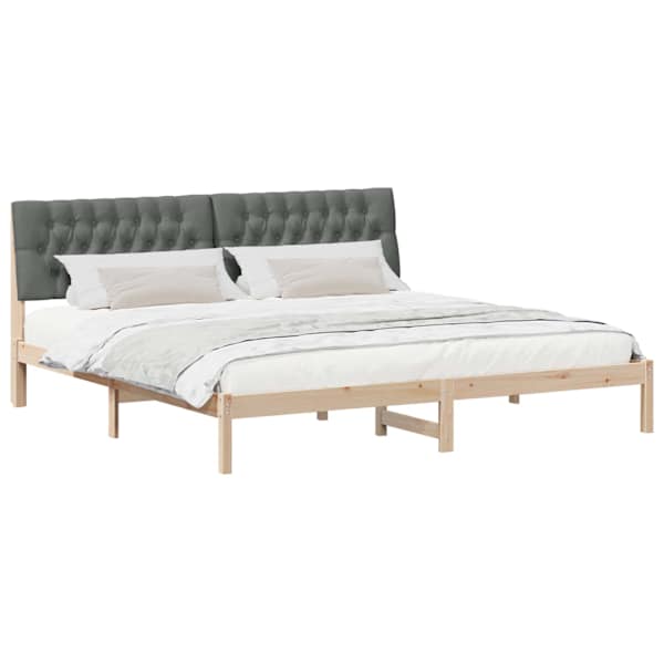 Voodiraam peatsiga, pruun, 200 × 200 cm, männipuit — mudel 3394379