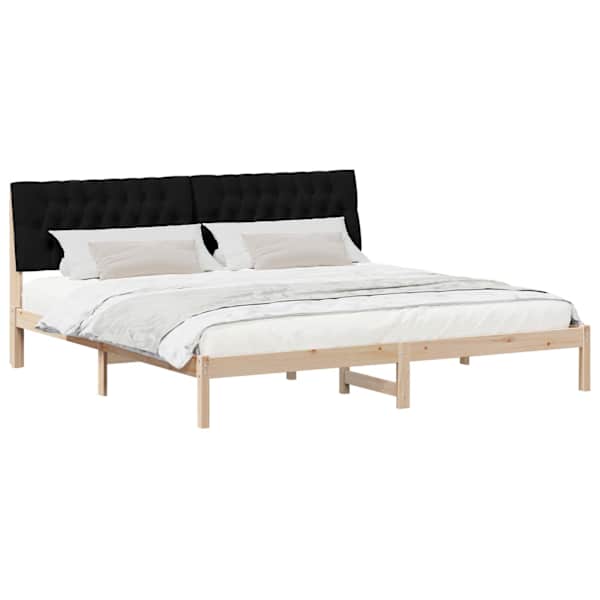 Voodiraam peatsiga, pruun, 200 × 200 cm, männipuit — mudel 3394380