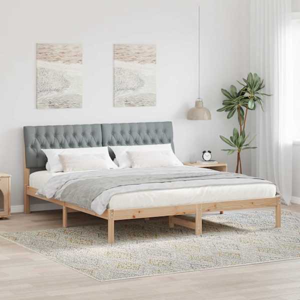 Voodiraam peatsiga, pruun, 180 × 200 cm, männipuit — mudel 3394383