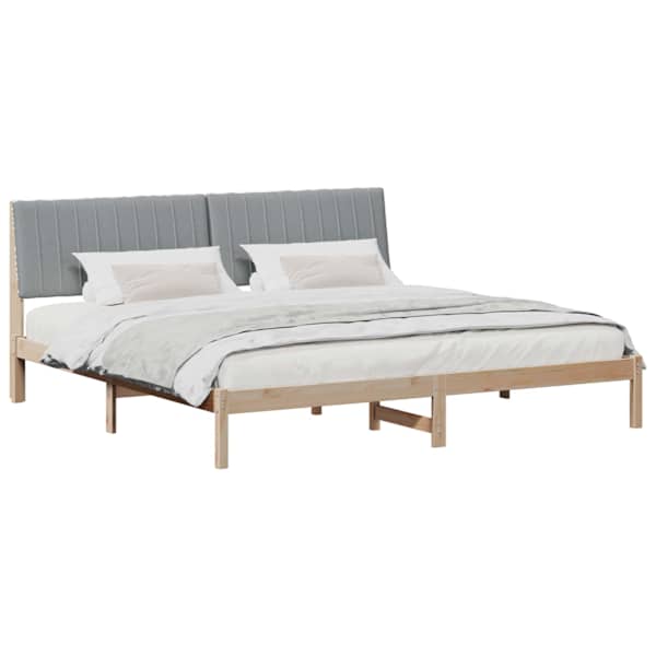 Voodiraam peatsiga, pruun, 200 × 200 cm, männipuit — mudel 3394398