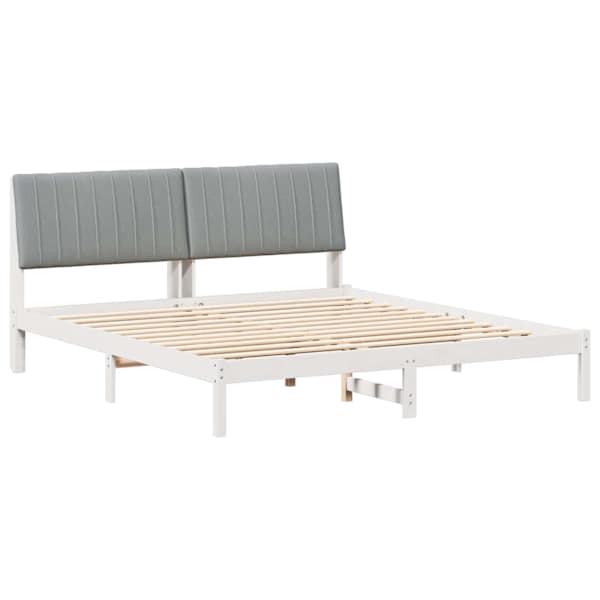 Voodiraam peatsiga, helehall, 180 × 200 cm, männipuit — mudel 3394407