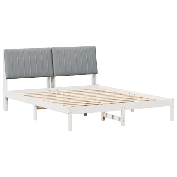 Voodiraam peatsiga, valge, 150 × 200 cm, männipuit — mudel 3394417