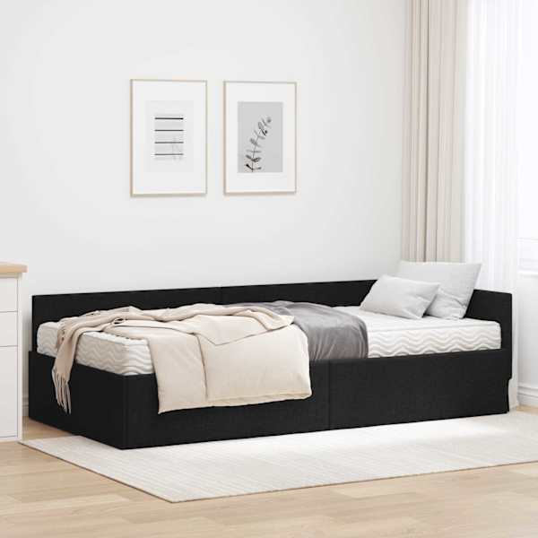 Nurgavoodiraam koos madratsiga, must, 90 × 190 cm, kangas — mudel 3393591