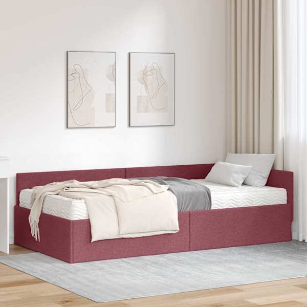 Nurgavoodiraam koos madratsiga, veinpunane, 90 × 190 cm — mudel 3393592