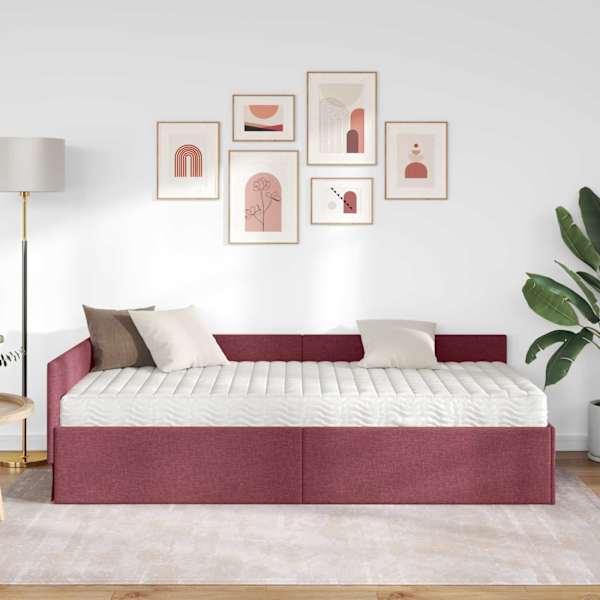 Nurgavoodiraam koos madratsiga, veinpunane, 90 × 190 cm — mudel 3393592
