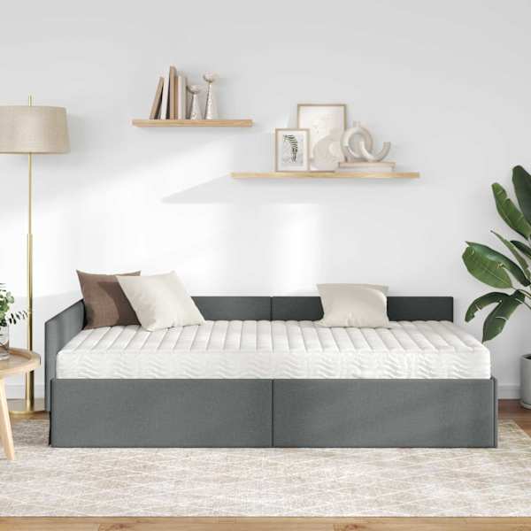 Nurgavoodiraam koos madratsiga, tumehall, 90 × 200 cm — mudel 3393598