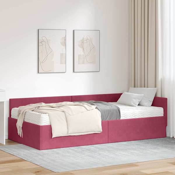 Nurgavoodiraam koos madratsiga, veinpunane, 100 × 200 cm — mudel 3393648