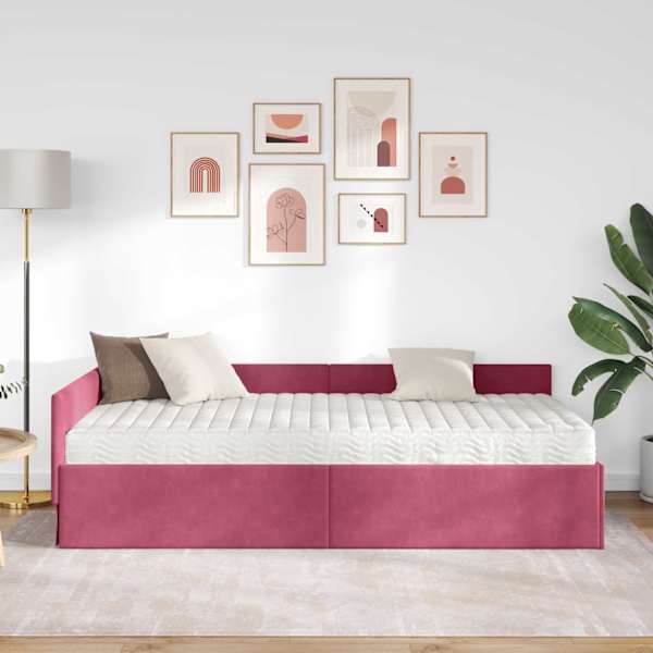 Nurgavoodiraam koos madratsiga, veinpunane, 100 × 200 cm — mudel 3393648