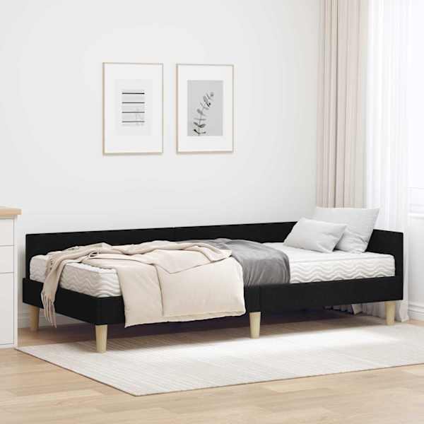 Nurgavoodiraam koos madratsiga, must, 90 × 190 cm, kangas — mudel 3393663