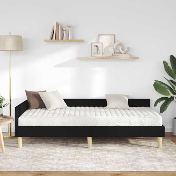 Nurgavoodiraam koos madratsiga, must, 90 × 190 cm, kangas — mudel 3393663
