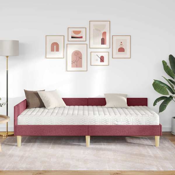 Nurgavoodiraam koos madratsiga, veinpunane, 90 × 200 cm — mudel 3393672