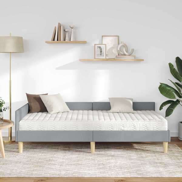 Nurgavoodiraam koos madratsiga, helehall, 100 × 200 cm — mudel 3393677