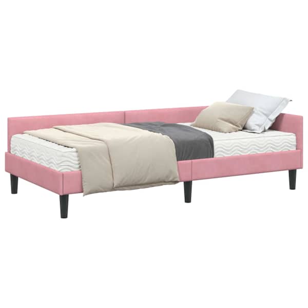 Nurgavoodi raam koos madratsiga 2 tk Roosa 80 × 200 cm Samet
