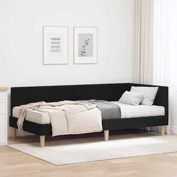 Nurgavoodiraam koos madratsiga, must, 90 × 200 cm, kangas — mudel 3393743