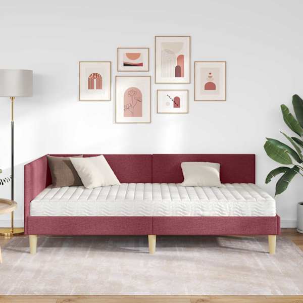 Nurgavoodiraam koos madratsiga, veinpunane, 100 × 200 cm — mudel 3393752