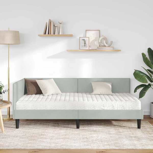 Nurgavoodiraam koos madratsiga, helehall, 100 × 200 cm — mudel 3393788